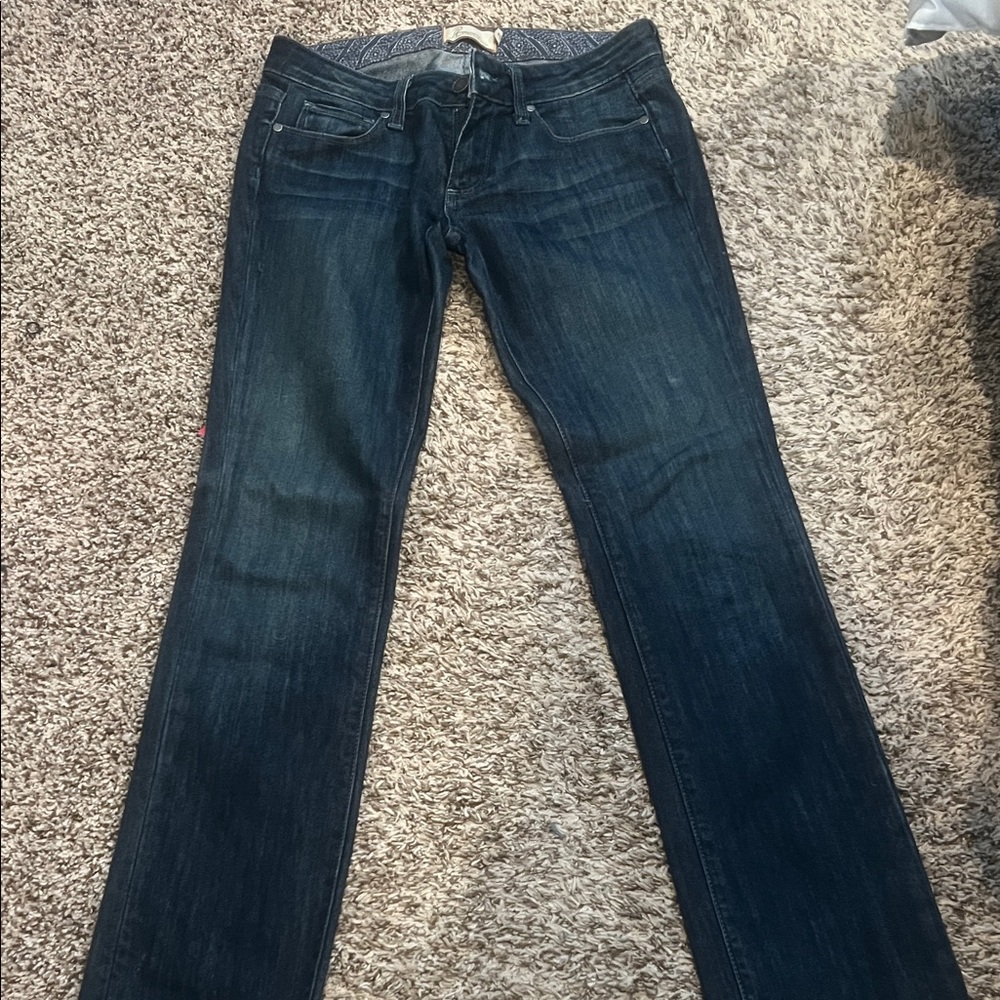 PAIGE Dark Blue Straight Leg Jeans